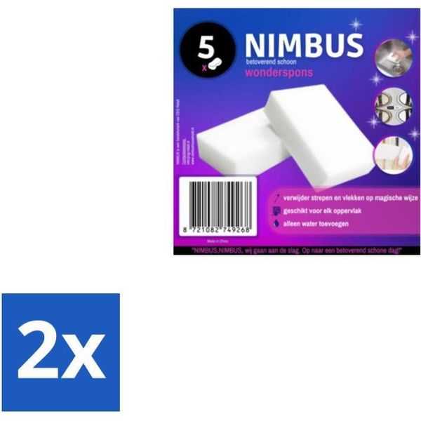 Nimbus – Spugna Miracolosa – Spugna In Melamina – Confezione Risparmio - Confezione Risparmio - 2 Pezzi-image