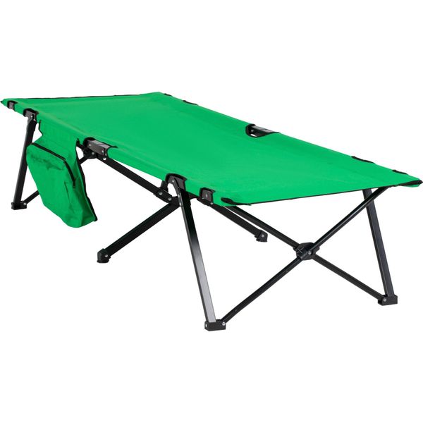 Fortuna Lai Lettino Da Campeggio Pieghevole Con Portata Massima 136 Kg Lettino Da Campo Con Tasca Laterale Oxford Verde Nero 200 X 73 X 49 Cm Per Attività All'aperto E Viaggi-image