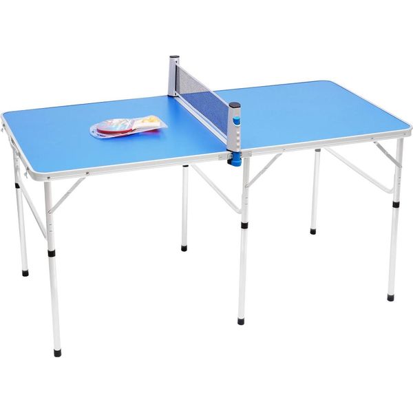 Tavolo Da Ping Pong - Tavolo Da Ping Pong Pieghevole - Portatile - Interno/Esterno - Set Con Rete, Racchette, Palline - Carico Massimo 20 Kg - Blu-image