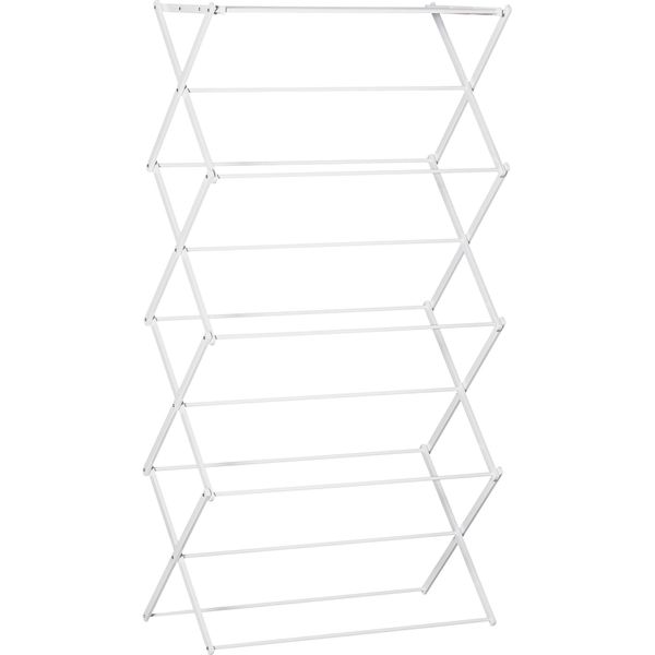 Fortuna Lai Stendibiancheria Pieghevole A 8 Livelli Stendibiancheria A Torre Metallo Plastica Bianco 74X35X144Cm-image