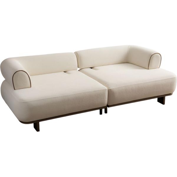 Moderno Divano A 3 Posti In Tessuto Beige Elegante Divano Imbottito Per Soggiorno-image