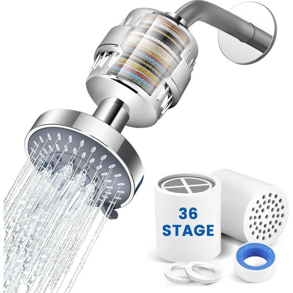 Filtro Per Doccia - Filtro A 36 Stadi - Per Acqua Dura - Vitamina C - Riduce Il Cloro E I Metalli Pesanti - Acciaio Inossidabile - - Grigio Chiaro-image