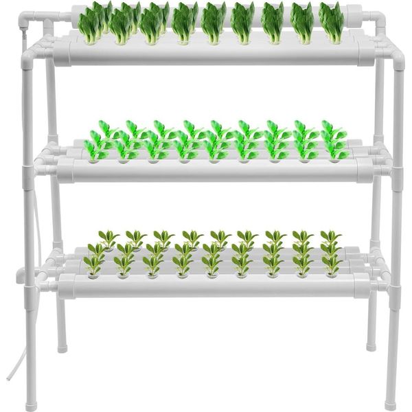 Sistema Di Coltivazione Idroponica - 3 Livelli - 90 Fori Per Piante - Pvc - Senza Terra - Per Ortaggi-image