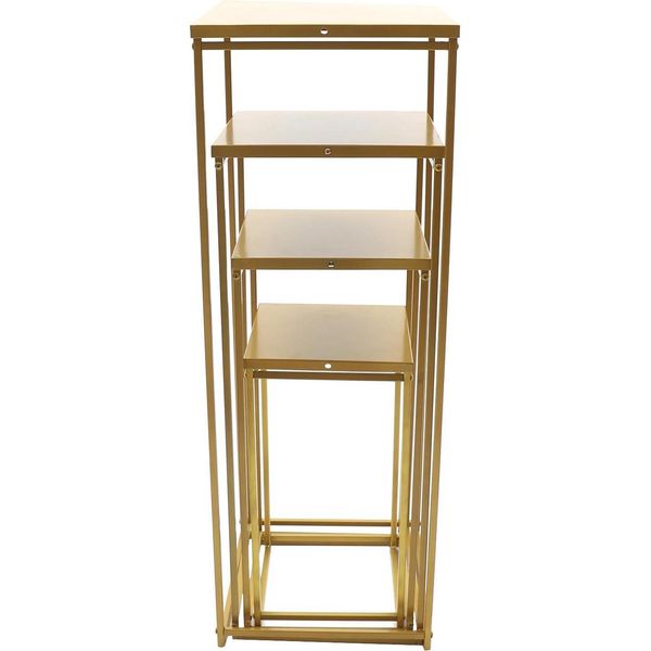 Portafiori In Metallo - Set Di 4 Portavasi Quadrati/Decorazioni Da Tavola - Design Geometrico - Per Matrimoni E Tavoli - Supporto Da Terra - Oro-image