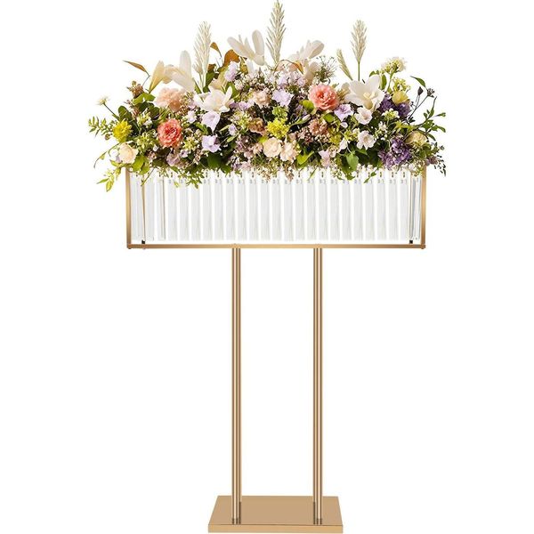 Portafiori Per Matrimoni - Portafiori Moderno In Cristallo - 70×90 Cm - Per Compleanni E Feste - Decorazioni Per La Casa E Gli Eventi - Oro-image