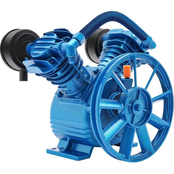 Compressore D'aria - Testata Pompa - Cilindro In Ghisa - Potenza 2200 W - Portata 250 L/Min - Pressione 8 Bar - Numero Di Giri 1050 Giri/Min - Blu-image