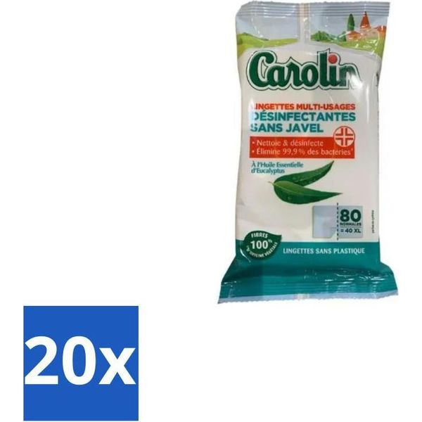 Carolin – Salviette – Eucalipto – 80 Salviette - Confezione Risparmio - 20 Pezzi-image