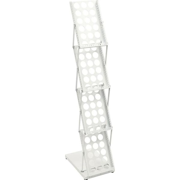 Espositore Per Brochure - Espositore Pieghevole Per Riviste Con 4 Scomparti - Metallo - Dimensioni 40×18×29 Cm - Per Fiere Ed Esposizioni - Richiede Assemblaggio - Bianco-image