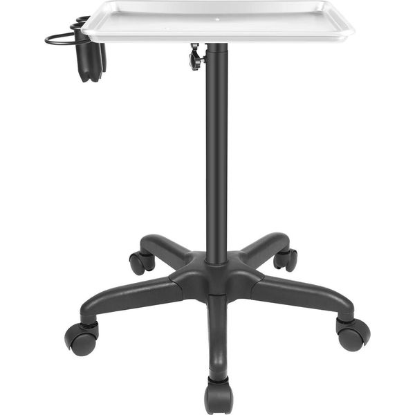 Carrello Da Parrucchiere Con Ripiano - Carrello Da Salone - Regolabile In Altezza Da 64 A 108 Cm - Ripiano 45×33 Cm - Portautensili - Metallo - Argento-image