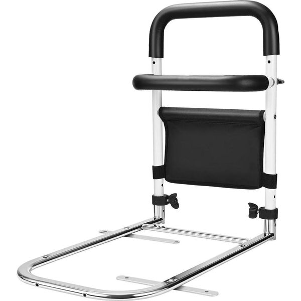 Gabbia Di Protezione Per Letto Anziani - Sponda Letto Ribaltabile - Acciaio Inossidabile - Protezione Anticaduta - Ausilio Per Alzarsi - Nero-image