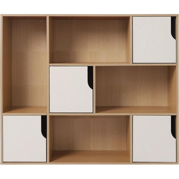 Armadio Contenitore - Armadio Da Soggiorno - 4 Ante - Indipendente - Design Moderno Rettangolare - Ampio Spazio Contenitivo - Color Cachi-image