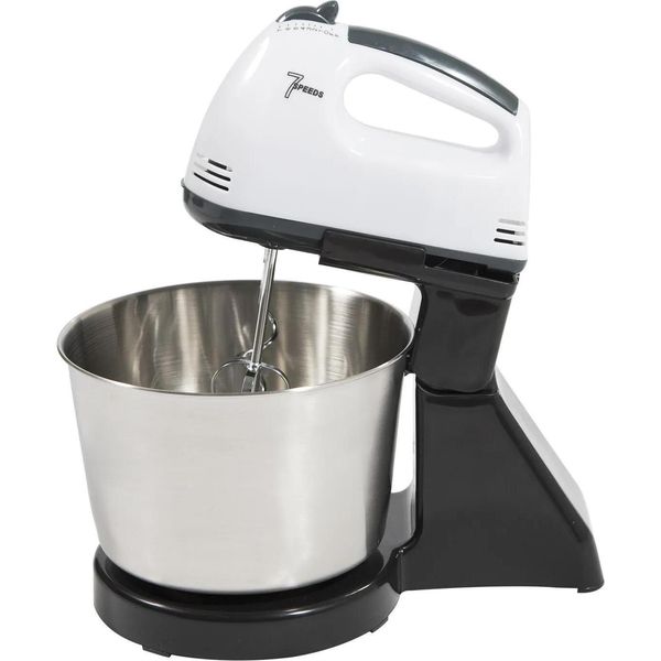 Frullatore Da Cucina - Frullatore A Mano Con Base - 7 Velocità - 350 W - Ciotola In Acciaio Inox Da 1,7 L - Per Montare Uova E Panna, Per Preparare Dolci-image