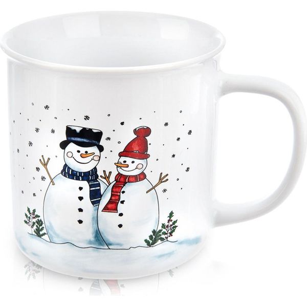 Orion | Tazza Da Caffè - Tazza Da Bere - In Vetroceramica - Con Manico - 470 Ml - Bianco - Motivo Natalizio Pupazzo Di Neve-image