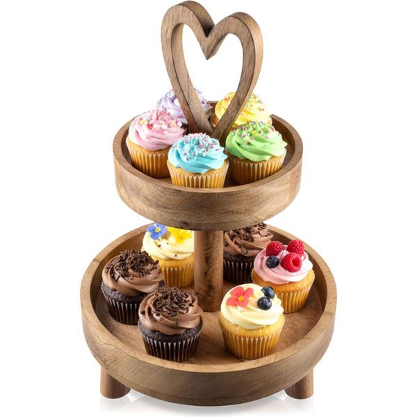 Orion | Etagere - Marrone - 42 Cm - In Legno - 2 Livelli - Per Biscotti E Frutta - Legno Di Mango-image