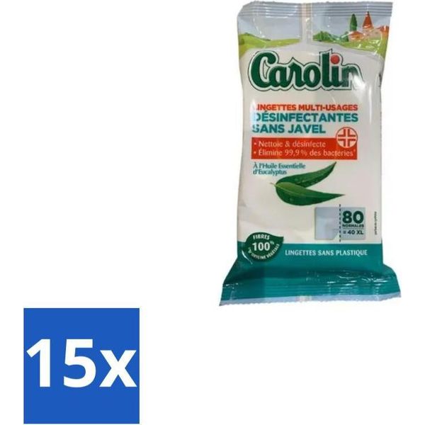Carolin – Salviette – Eucalipto – 80 Salviette - Confezione Risparmio - 15 Pezzi-image