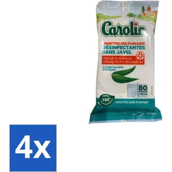 Carolin – Salviette – Eucalipto – 80 Salviette - Confezione Risparmio - 4 Pezzi-image