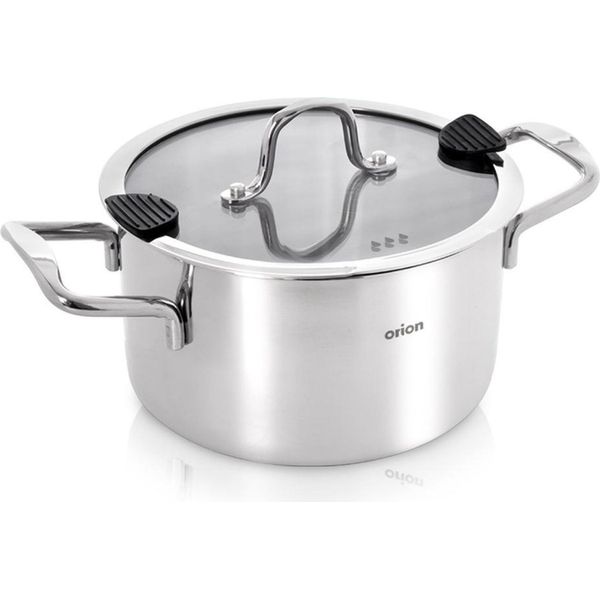 Orion | Casseruola Con Coperchio In Vetro - 24 Cm - 6,2 L - Pentola In Acciaio Inox - Adatta All'induzione - Lavabile In Lavastoviglie - Venezia-image