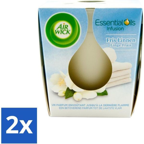 Air Wick – Candela Profumata – Bucato Fresco Con Oli Essenziali – 105 G – Confezione Risparmio – 2 Pezzi-image