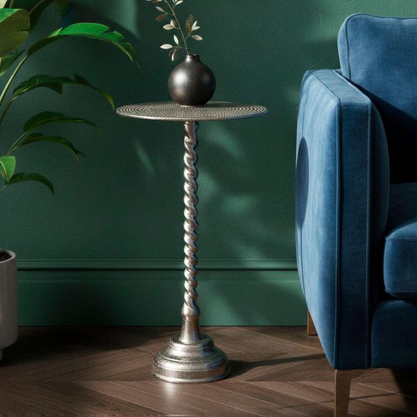 Wohnling Tavolino In Alluminio 28 Cm - Piccolo Tavolino Rotondo In Metallo Argento - Tavolino Da Salotto Di Design - Tavolino Decorativo - Tavolino Da Caffè - Tavolino In Metallo Fatto A Mano, Facile Da Pulire-image