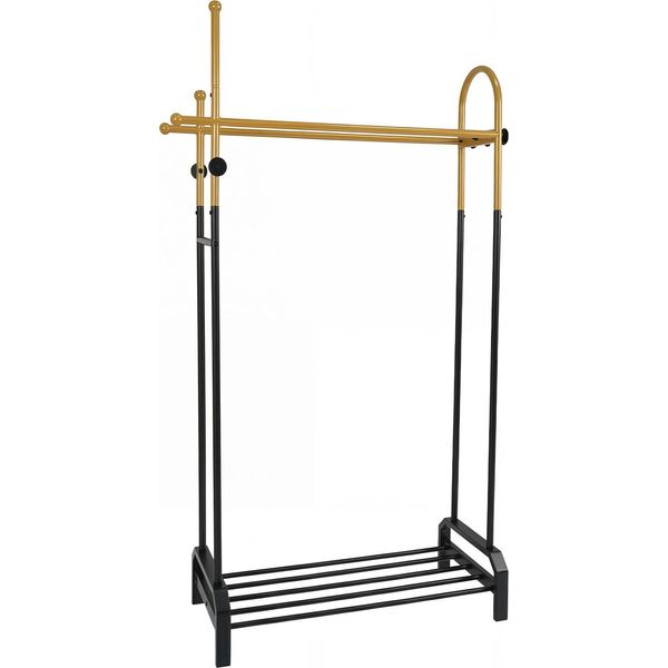 Costway Appendiabiti Doppio, Appendiabiti Indipendente Con 5 Ganci E Ripiano Inferiore, Barre Appendiabiti In Metallo, 101 X 40 X 179 Cm-image