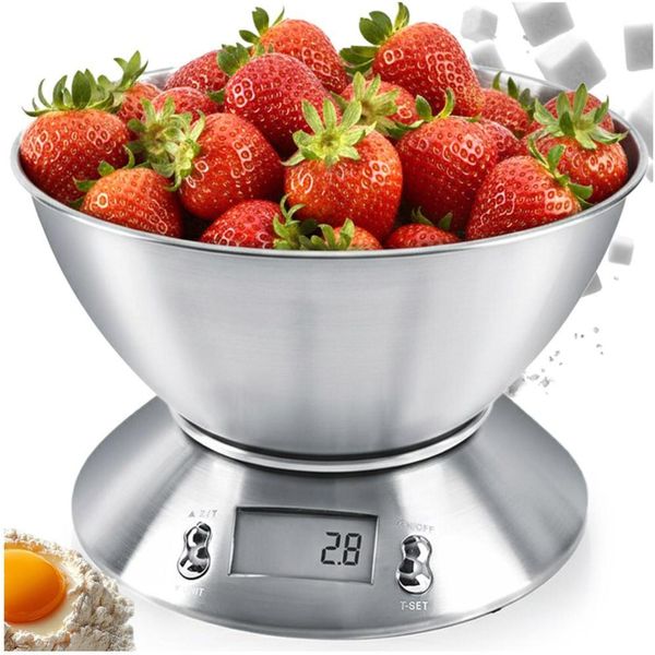 Orion | Bilancia Da Cucina Digitale Con Ciotola - Acciaio - 2,2 L - Bilancia Elettronica 5 Kg - Funzione Di Pesatura Aggiuntiva-image
