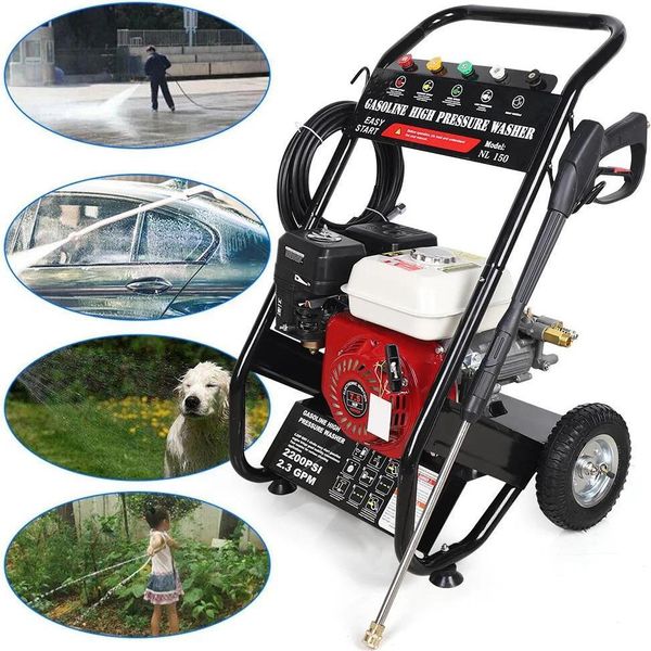 Idropulitrice - Benzina - 7,5 Cv (5,6 Kw) - 2200 Psi (152 Bar) - 2,3 Gpm (8,7 L/Min) - Ugelli Multipli - Tubi Flessibili Lunghi-image