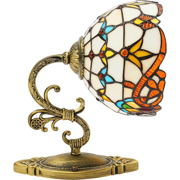 Applique Barocca - Lampada Da Parete E27 - Dimmerabile - Paralume In Vetro Bianco - 220V Ac 50Hz - Luce Up & Down - Lampadina Non Inclusa - Oro-image