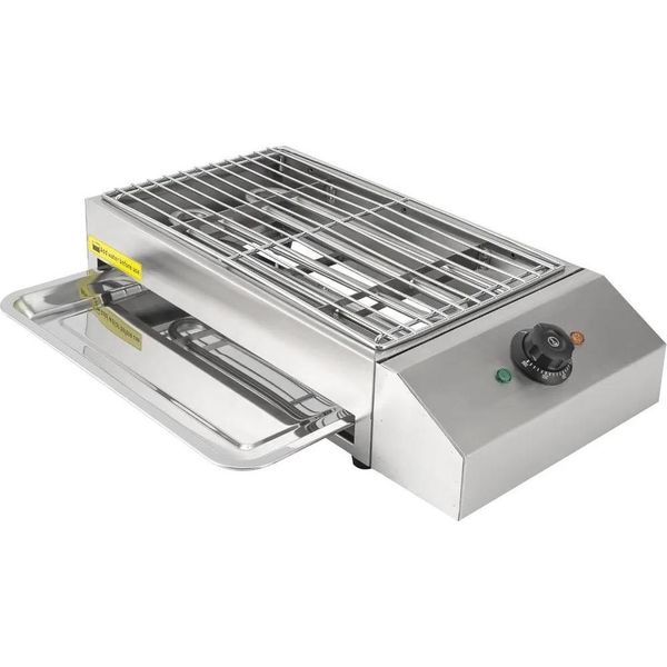Griglia Elettrica - Griglia Da Tavolo 2600 W - Acciaio Inossidabile - Rivestimento Antiaderente - Termostato Regolabile - Per 5-10 Persone - Facile Da Montare-image