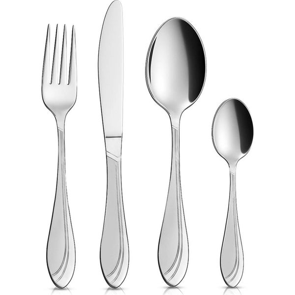 Orion | Set Di Posate Argento - 24 Pezzi In Acciaio Inox - Per 6 Persone - Coltelli, Forchette, Cucchiai E Cucchiaini - Lavabile In Lavastoviglie-image