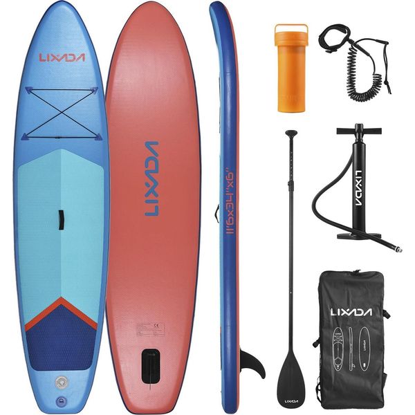 Tavola Sup Gonfiabile - Set Stand Up Paddle Board - Spessore 15 Cm - Pagaia Regolabile - Pompa Inclusa - Per Adulti - Blu-image