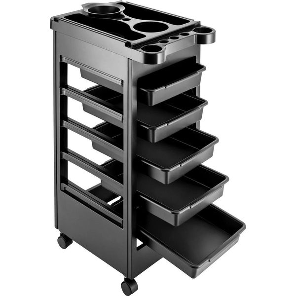 Carrello Da Parrucchiere - Carrello Da Salone Con Ruote - 5 Cassetti - Stazione Di Styling E Carrello Portautensili - Da Assemblare - Nero-image