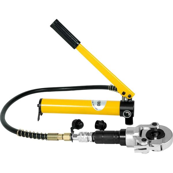 Pinza Idraulica - Pinza Per Tubi Da 6 T - 9 Ganasce Di Pressatura - Profilo A V - 12–28 Mm/Th16–32 - Per Tubi In Pex/Rame/Alluminio - Giallo-image