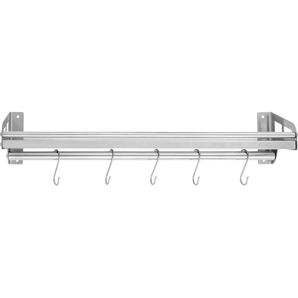 Scaffale Per Spezie Da Parete - Ripiano Per Spezie - Acciaio Inossidabile - Con Ganci - Contenitori Da Cucina - Argento-image
