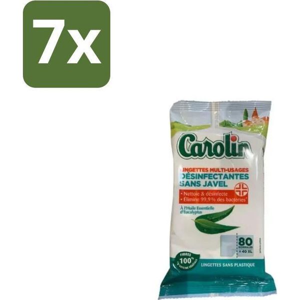Carolin – Salviette – Eucalipto – 80 Salviette - Confezione Risparmio - 7 Pezzi-image