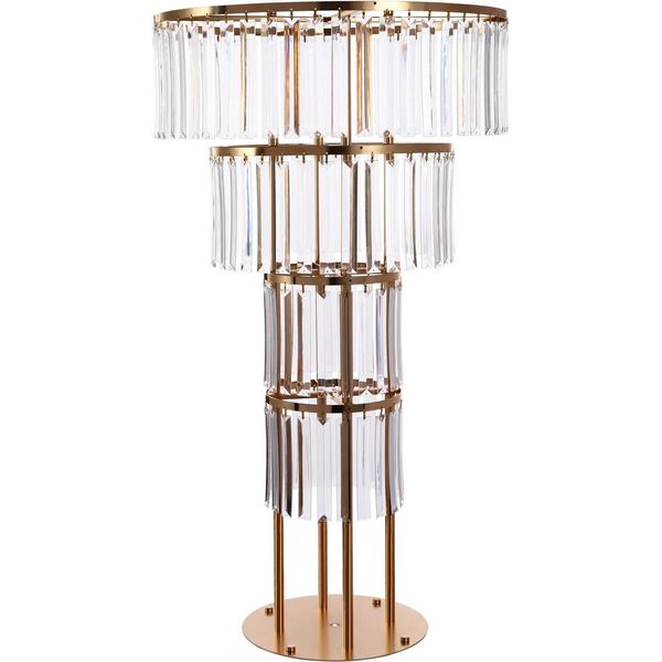 Portafiori Per Matrimoni - Podio Rotondo A 4 Livelli - Dimensioni 50×90 Cm - Capacità Di Carico 8 Kg - Base Ø 28 Cm - Ferro E Acrilico - Per Composizioni Floreali E Palloncini - Oro-image