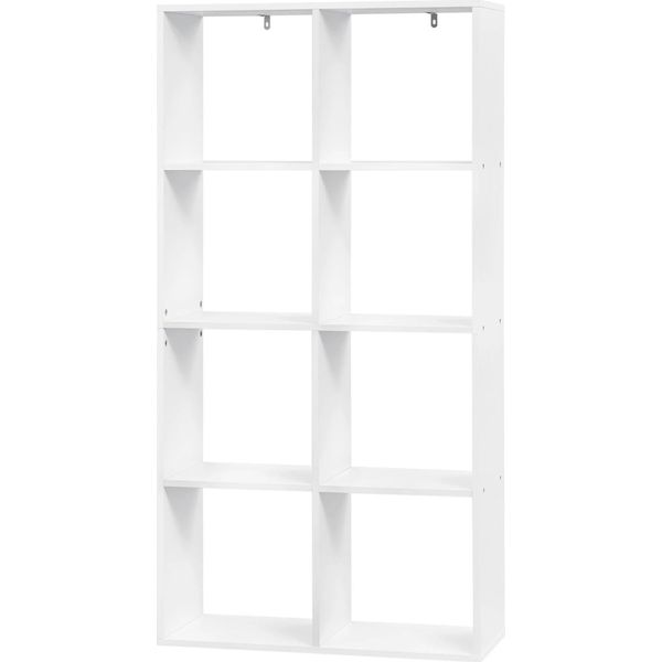 Libreria - Scaffale - 4 Ripiani - 8 Scomparti - Indipendente - Legno - Soggiorno/Ufficio/Camera Da Letto - Bianco-image