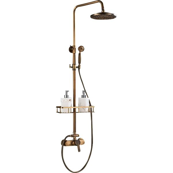 Sistema Doccia - Set Rubinetteria A Parete - Doccia A Pioggia Orientabile A 360° - Doccetta - Ottone - Set Completo-image