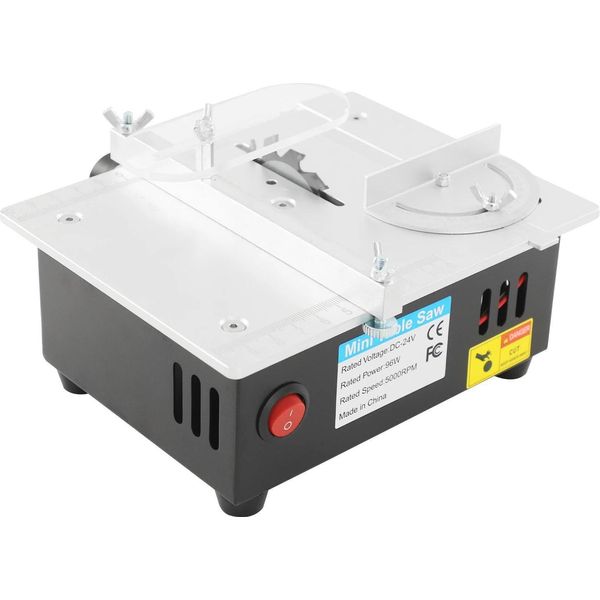 Mini Sega Circolare Da Tavolo Portatile - Sega Da Tavolo 96 W - 24 V Cc - 5000 Giri/Min - Spina Ue - Per Legno, Plastica, Pcb, Alluminio - Bianca-image