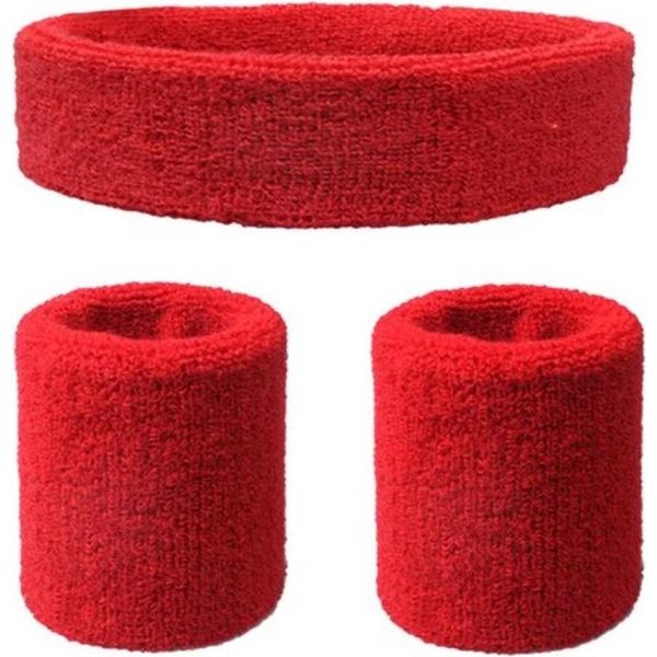 Jumada's – Set Di 3 Fasce Antisudore – Per Testa E Polsi – Rosso-image