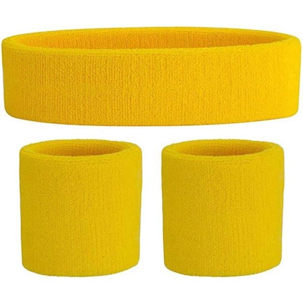 Jumada's – Set Di 3 Fasce Antisudore – Per Testa E Polsi – Giallo-image