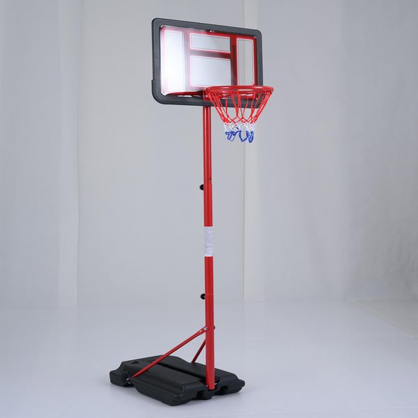 Costway Canestro Da Basket Da Esterno Per Bambini, Supporto Da Basket 95-155 Cm, Canestro Da Basket Con Pannello Posteriore E Base, Canestro Da Basket Per Bambini E Ragazzi-image