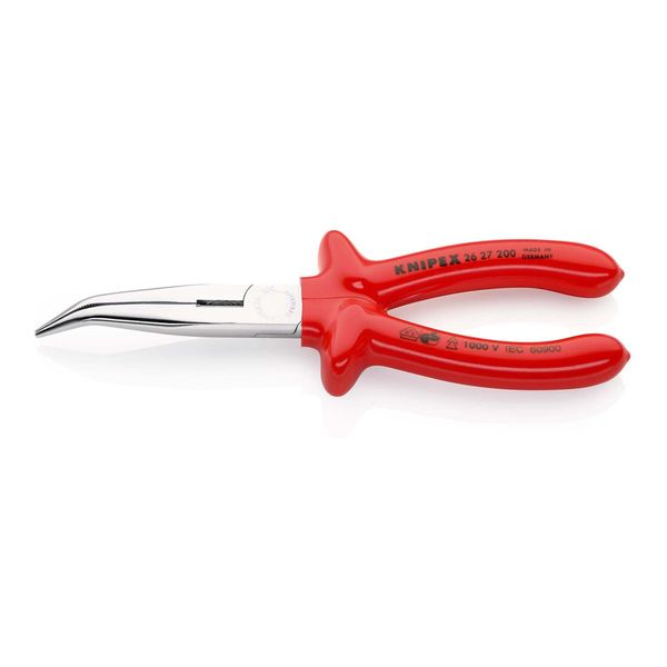 Knipex 26 27 200 Flachrundzange Mit Schneide (Storchschnabelzange) Tauchisoliert, Vde-GeprüFt Verchromt 200 Mm)-image