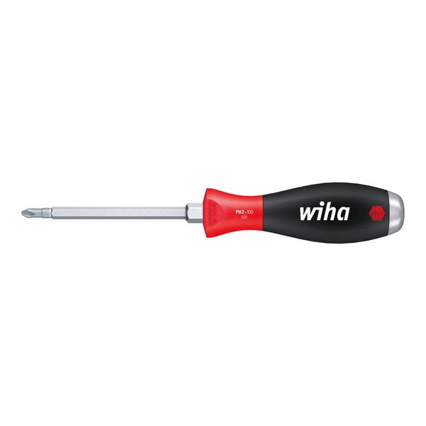 Wiha Schraubendreher Softfinish® Phillips Mit Durchgehender Sechskantklinge Und Massiver Stahlkappe PH2 X 100 Mm (03238)-image
