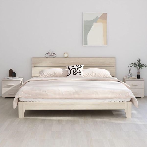 The Living Store Comodini Hamar 2 Pz. Bianco 40X35X44,5 Cm In Legno Massiccio-image