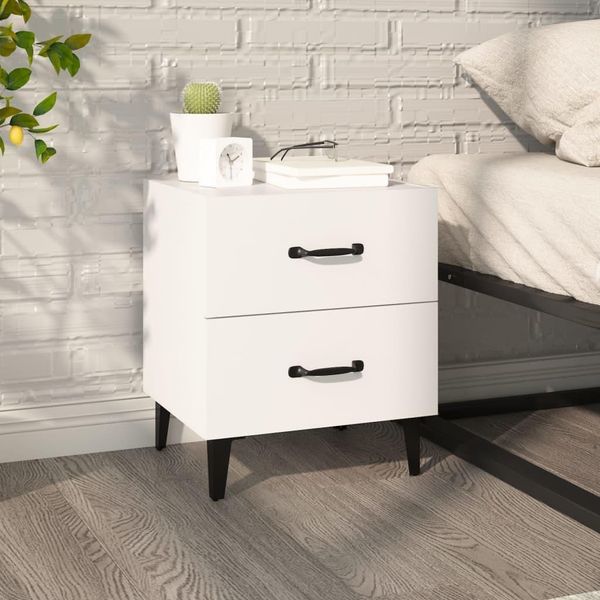 The Living Store Comodino Bianco 40X35X47,5 Cm-image