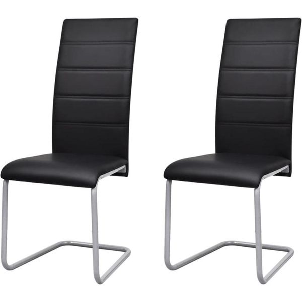 The Living Store Sedia A Sbalzo 2 Pezzi In Pelle Finta Nera-image