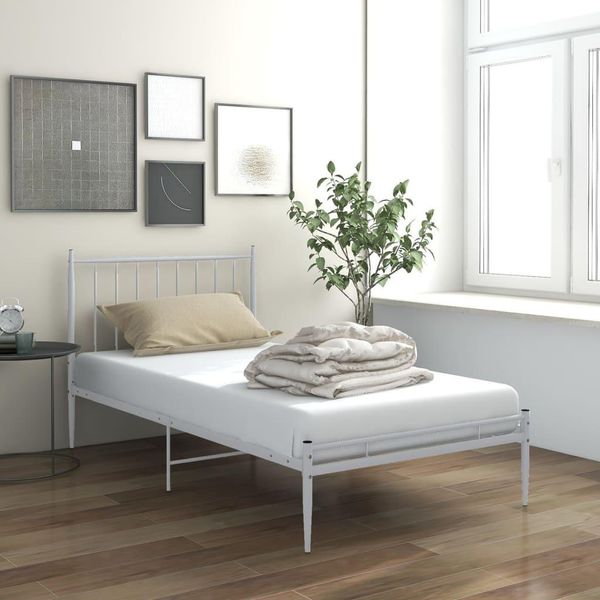 The Living Store Letto In Metallo Bianco 100X200 Cm-image