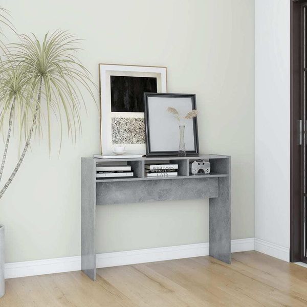 The Living Store Consolle Grigio Cemento 105X30X80 Cm Materiale A Base Di Legno-image