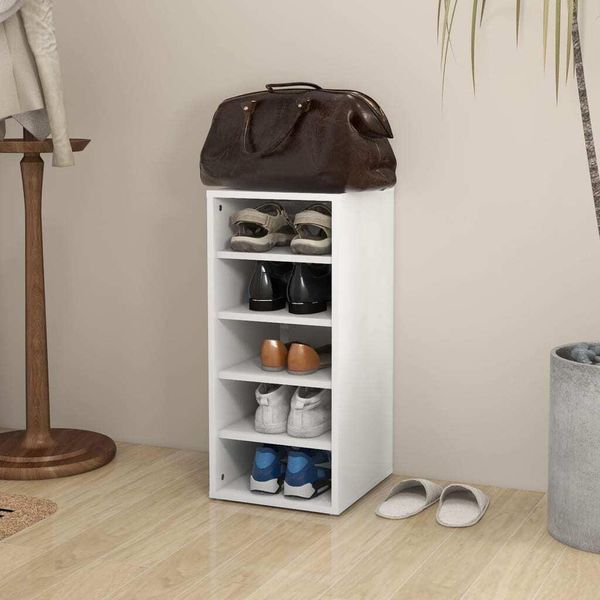 The Living Store Scarpiera Bianca 31,5X35X70 Cm Materiale In Legno-image