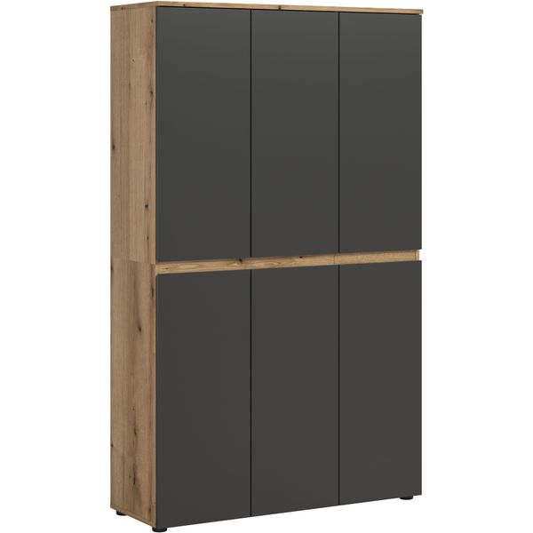 Mehrzweckschrank Home Affaire "Cipela", Grau (Evoke Oak Nachbildung, Anthrazit), B:105Cm H:175Cm T:37Cm, Fsc-Zertifizierter Holzwerkstoff, SchräNke, Mehrzweckschrank, Bxh:105X175 Cm, Viel Stauraum, Variable EinlegeböDen, Kleiderstange-image
